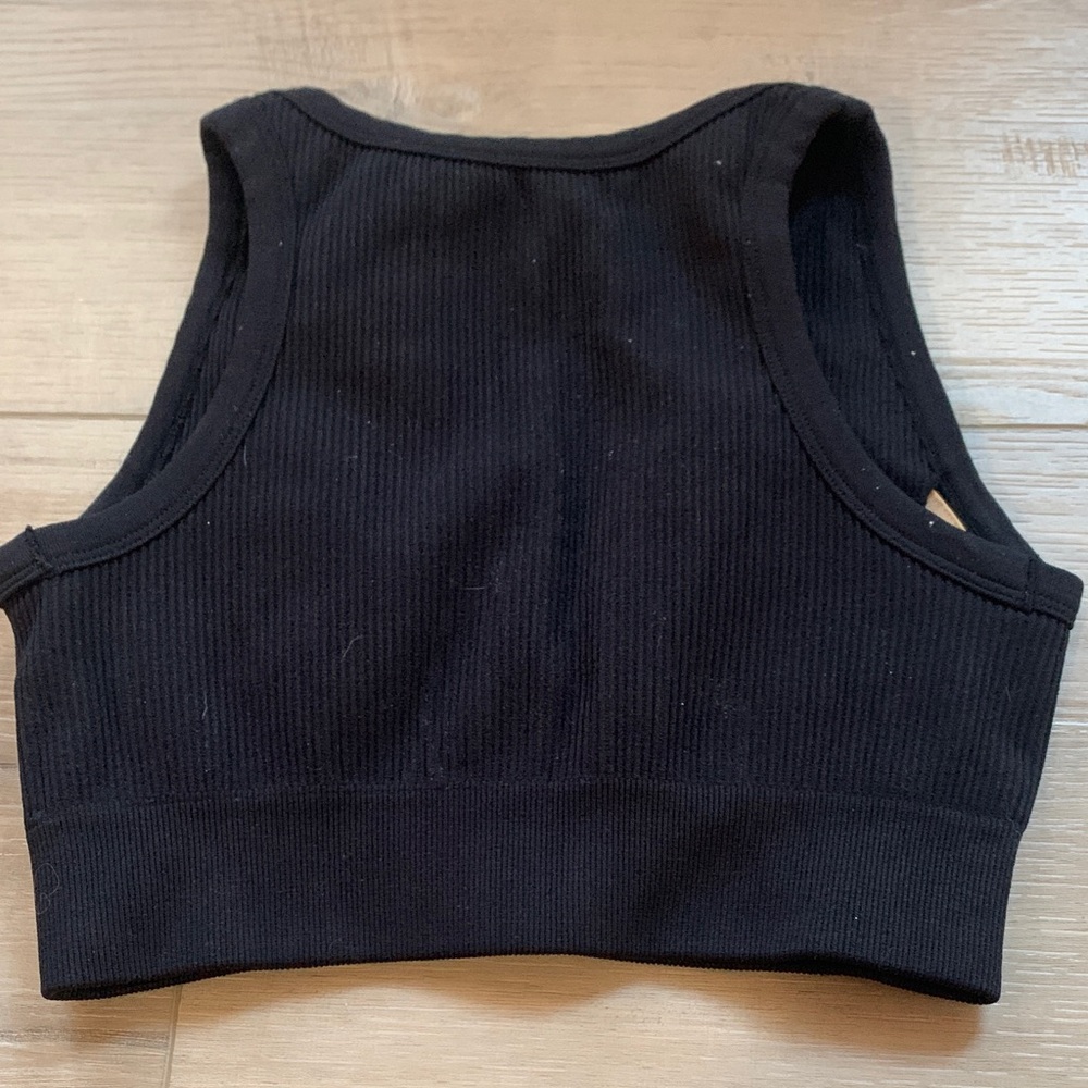 Women's Black Thick Ribbed Leggings and Sports Bra Unknown Brand - Picture 7 of 9